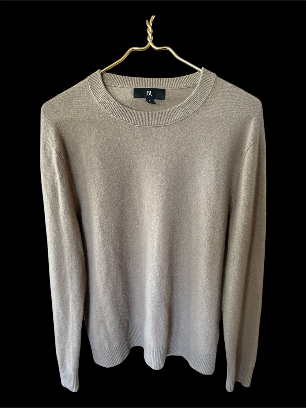 BR Men’s Tan/Taupe 100% Cashmere Crew Neck Pullover Sweater Size L